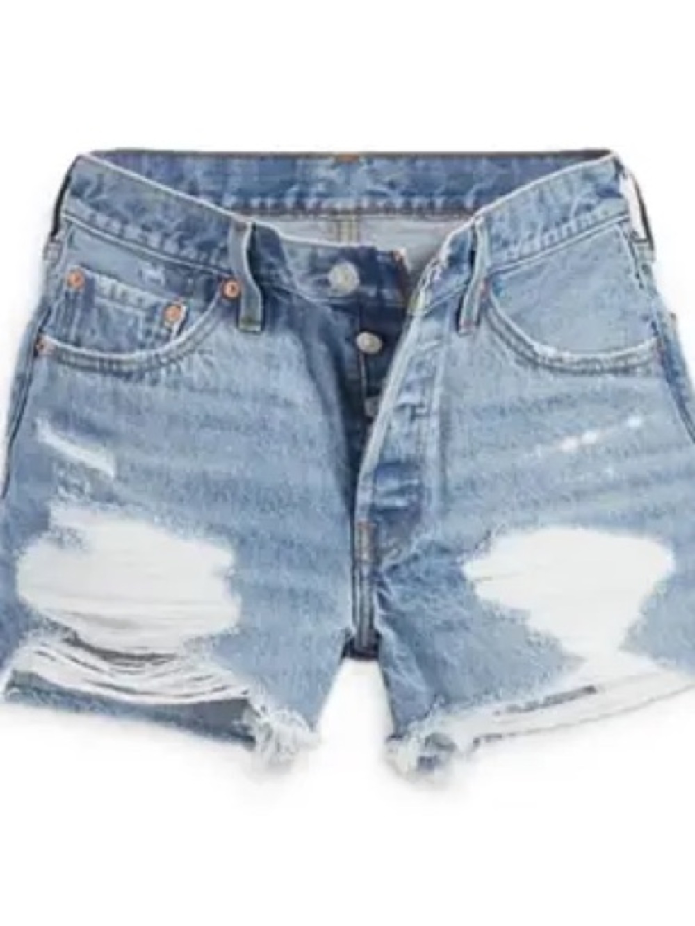 Levi's Light Blue Distressed Denim Shorts